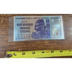 One Hundred Trillion Dollar Zimbabwe Banknote Silver Edition gem